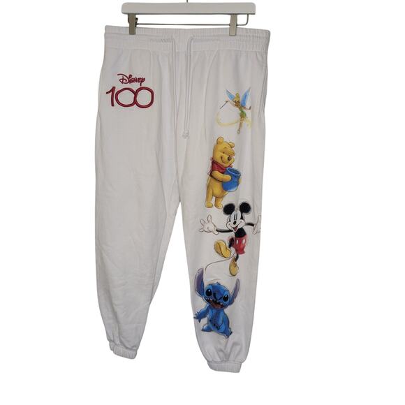 Disney 100 Years Jogger Pants Stitch Tinker Bell Mickey Mouse Winnie The Pooh XL - Picture 1 of 10